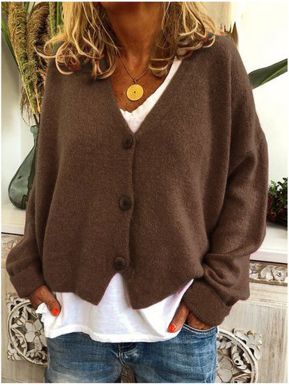 Warm Women's V-Neck Wool Cardigan Sweater