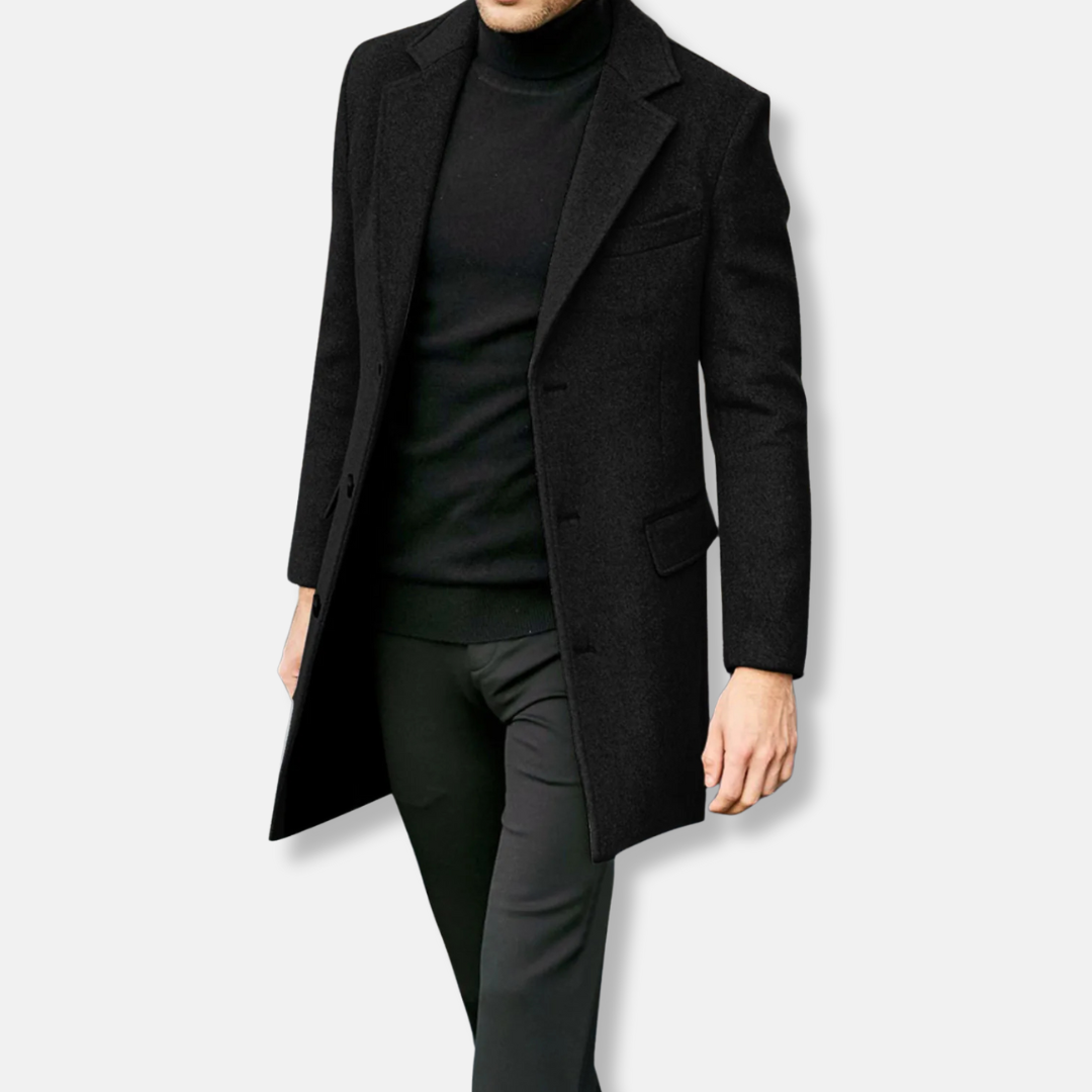 Men’s Oversized Double-Breasted Knee-Length Overcoat