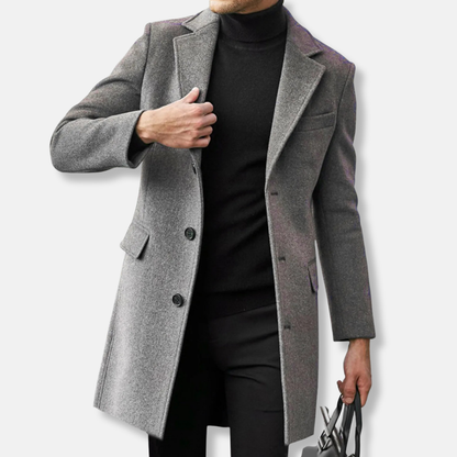 Men’s Oversized Double-Breasted Knee-Length Overcoat