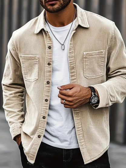 Jacket - Corduroy Blend Button Front And Pocketed Warmth