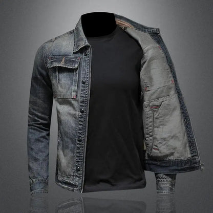 Jacket - Denim Blend Retro Cut And Structured Outer Layer