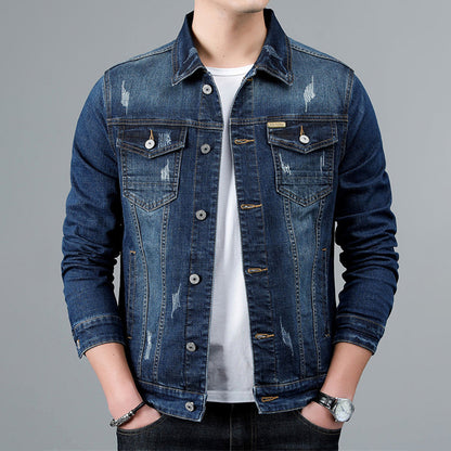 Jacket - Denim Blend Structured Cut & Button Front Closure