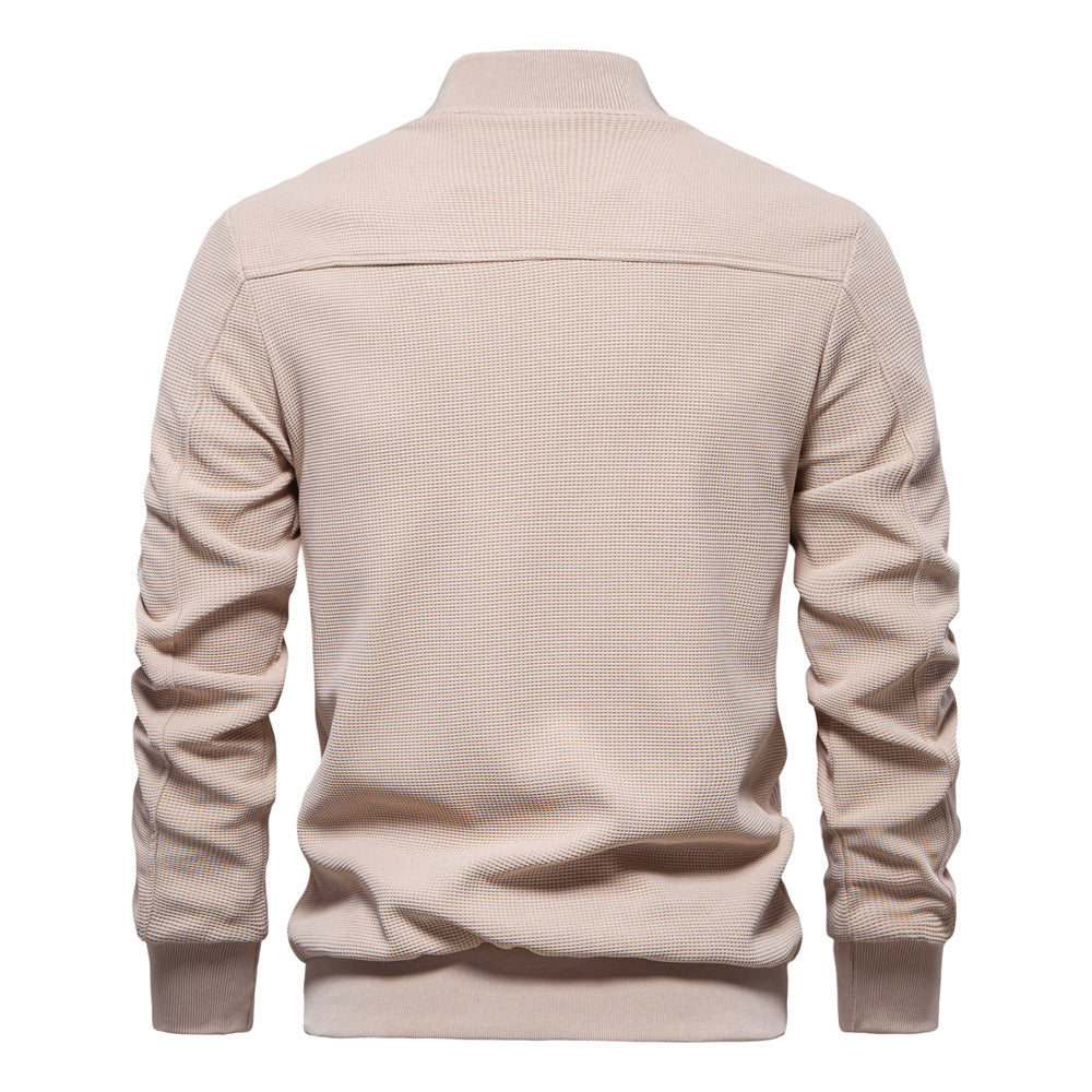Men’s Stylish Textured Knit Bomber Jacket