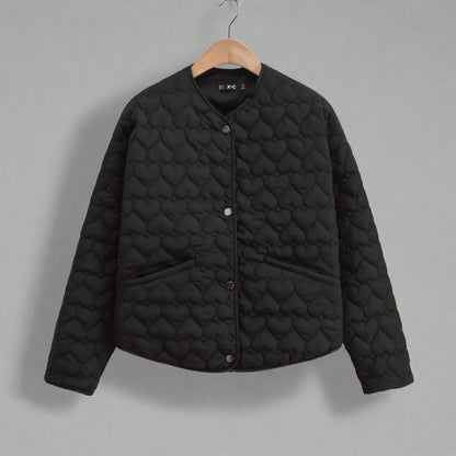 Jacket - Quilted Polyester Blend Heart Detail And Warmth