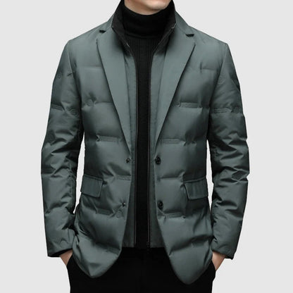 Men’s Warm Stand Collar Two Piece Look Winter Blazer Jacket