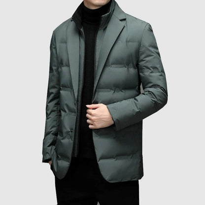 Men’s Warm Stand Collar Two Piece Look Winter Blazer Jacket