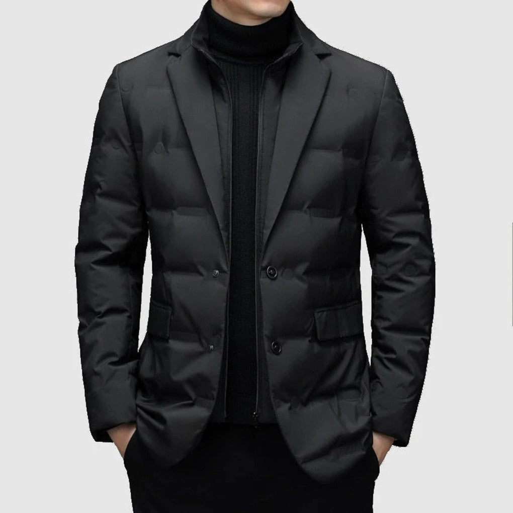 Men’s Warm Stand Collar Two Piece Look Winter Blazer Jacket