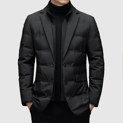 Men’s Warm Stand Collar Two Piece Look Winter Blazer Jacket