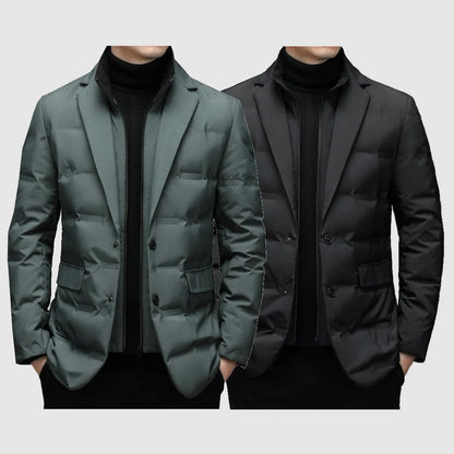 Men’s Warm Stand Collar Two Piece Look Winter Blazer Jacket