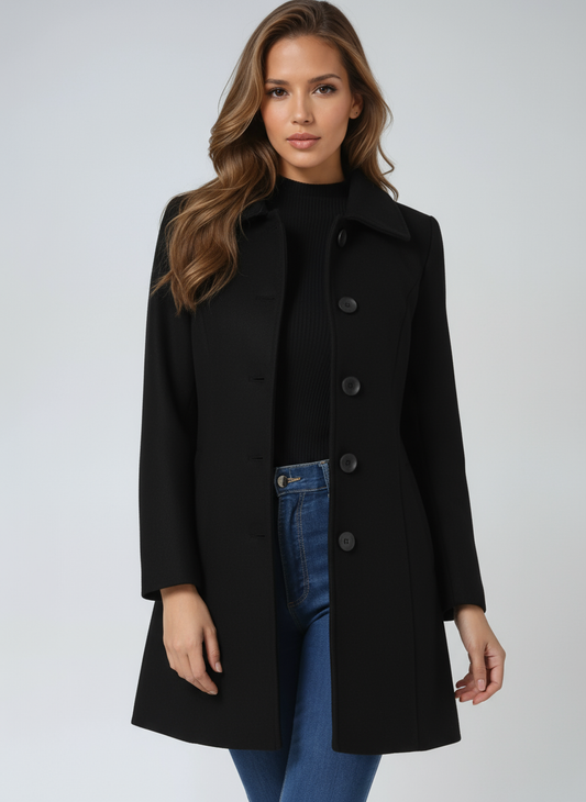 Women's Timeless Fit Coat - Chic Knee-Length Winter Coat - BritishElegance