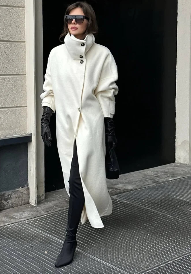 Luxury Warm High Neck Wool Winter Coat for Women - BritishElegance
