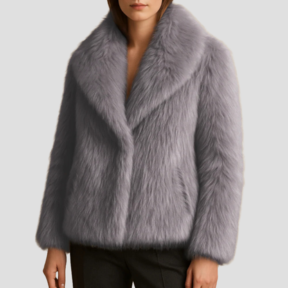Women’s Plush Faux Fur Shawl Coat