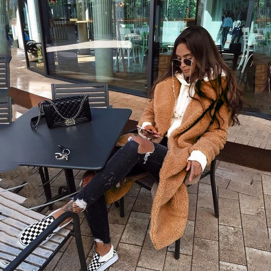 Juliette | Elegant Long Teddy Coat with Luxurious Look