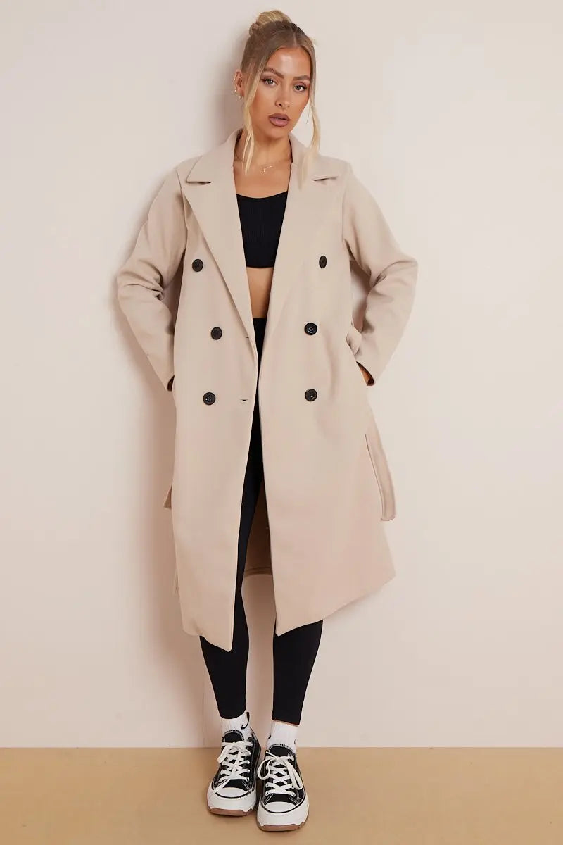 Classic Ladies Belted Trench Coat - BritishElegance