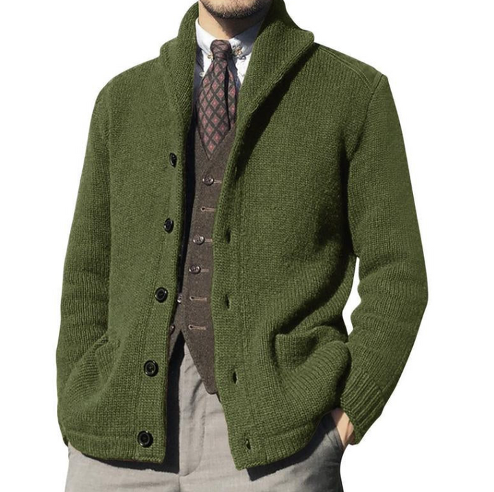 Men's button-up classic knit jacket