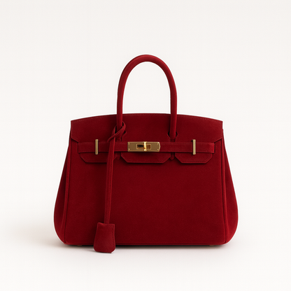 Kelly | Suede shoulder bag with gold hardware
