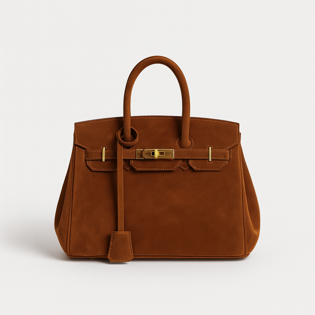 Kelly | Suede shoulder bag with gold hardware