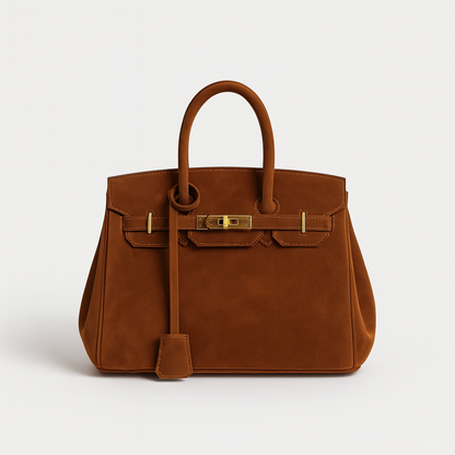 Kelly | Suede shoulder bag with gold hardware
