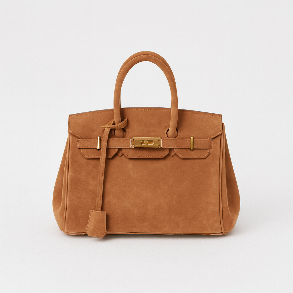 Kelly | Suede shoulder bag with gold hardware