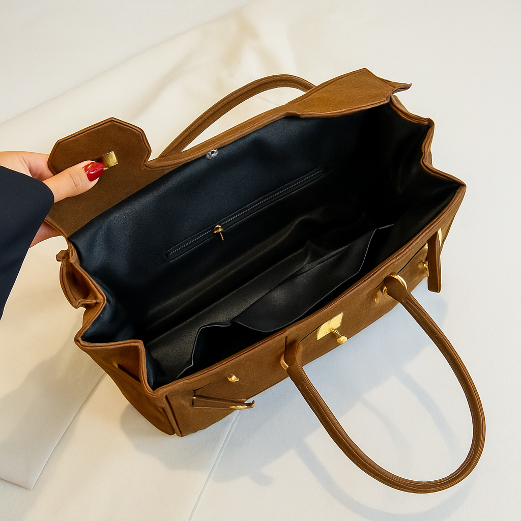 Kelly | Suede shoulder bag with gold hardware