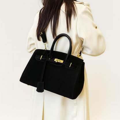 Kelly | Suede shoulder bag with gold hardware