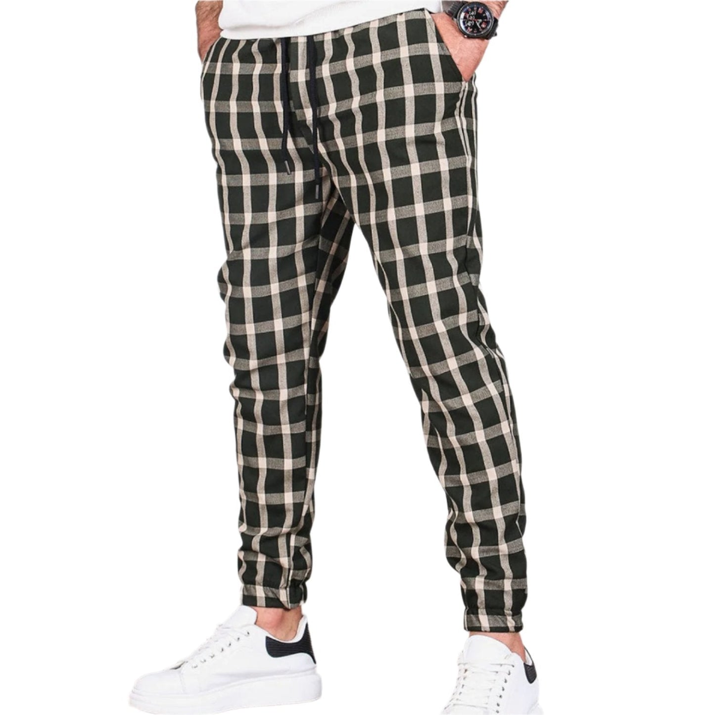Relaxed Fit Men's Plaid Casual Pants - BritishElegance