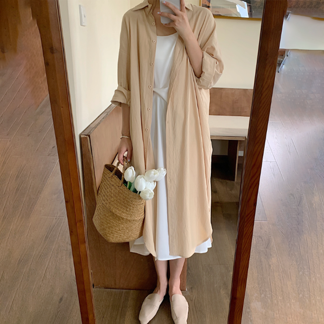 Relaxed Fit Long Sleeve Summer Dress for Women - BritishElegance