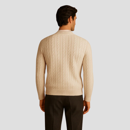 Men’s Textured Buttoned Crew Neck Sweater