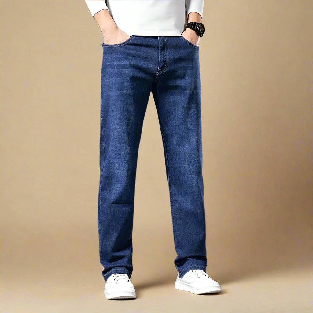 Men's Classic Denim Stretch Jeans with Comfortable Regular Fit