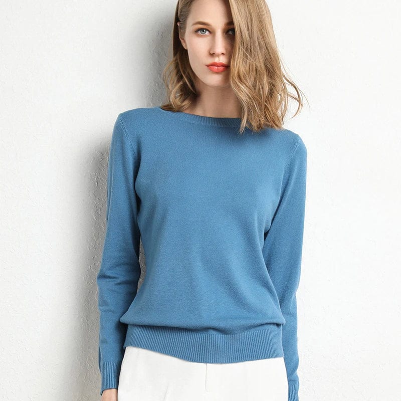 Lia | Ladies classic cashmere sweater with round neckline
