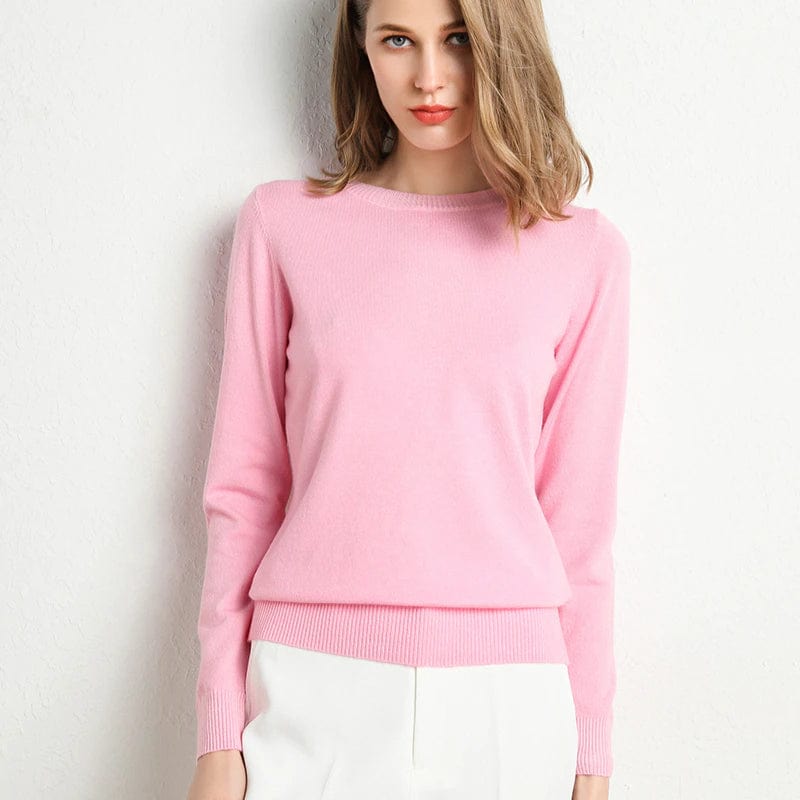 Lia | Ladies classic cashmere sweater with round neckline