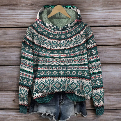 Knit Blend Hoodie - Textured Knit And Hooded Warm Coverage
