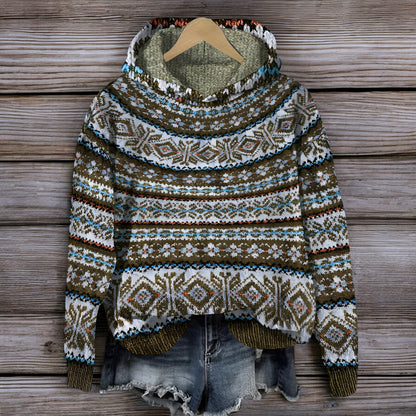Knit Blend Hoodie - Textured Knit And Hooded Warm Coverage