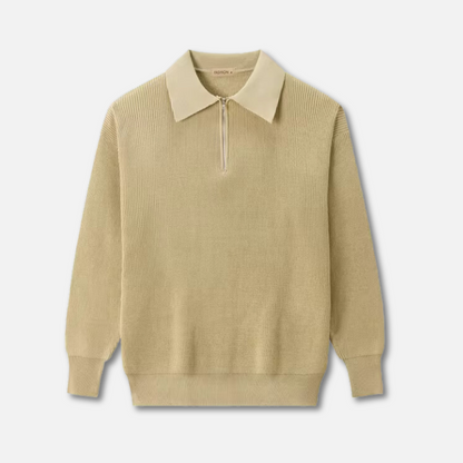 Knit Blend Jumper - Half Zip Collar and Breathable Warmth