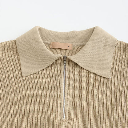 Knit Blend Jumper - Half Zip Collar and Breathable Warmth