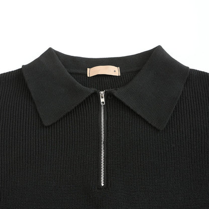 Knit Blend Jumper - Half Zip Collar and Breathable Warmth