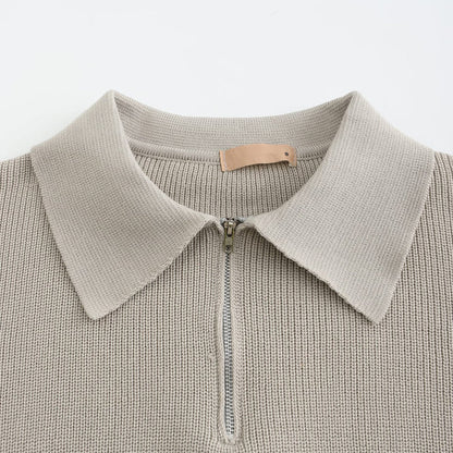 Knit Blend Jumper - Half Zip Collar and Breathable Warmth