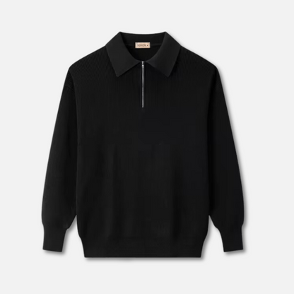 Knit Blend Jumper - Half Zip Collar and Breathable Warmth