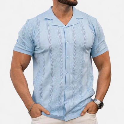 Knit Blend Shirt – Patchwork Panels And Shape Retention