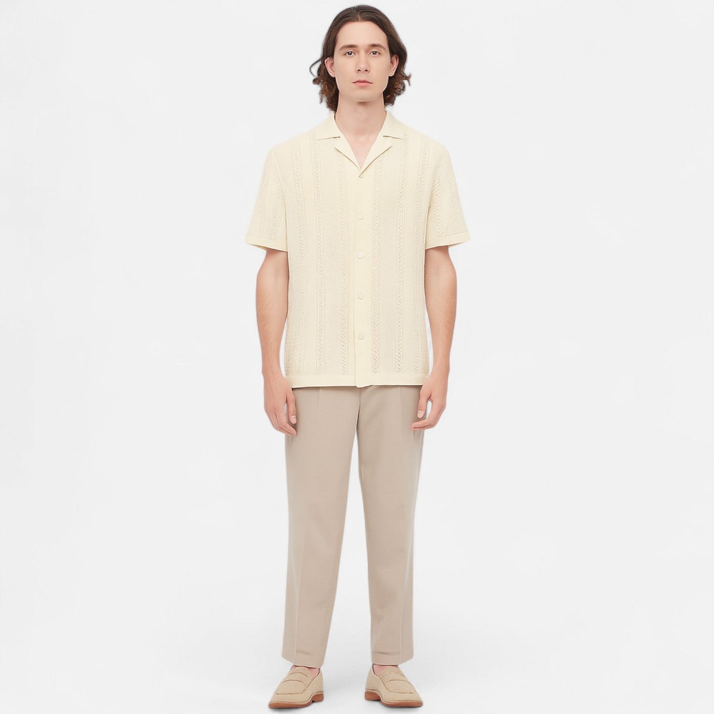 Knit Blend Shirt – Patchwork Panels And Shape Retention