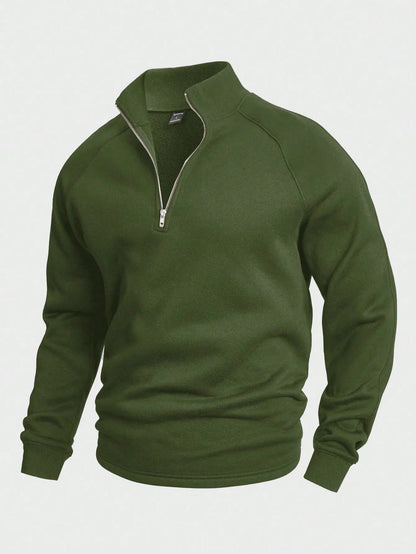 Knit Blend Sweater - Half Zip Neck & Flexible Shape