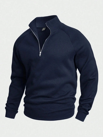 Knit Blend Sweater - Half Zip Neck & Flexible Shape