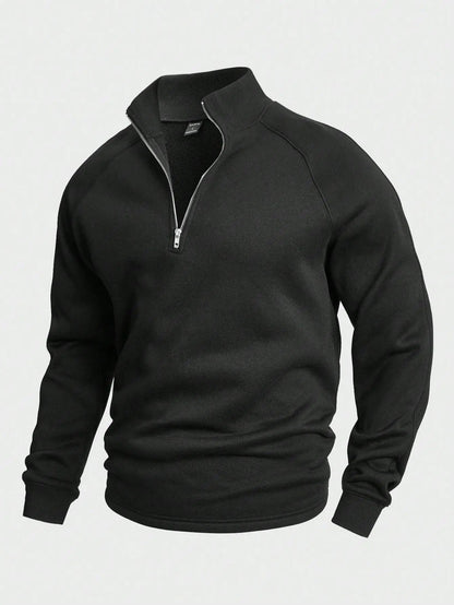 Knit Blend Sweater - Half Zip Neck & Flexible Shape