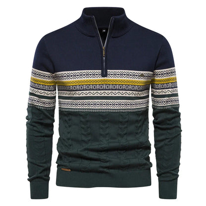 Knit Blend Sweater - High Neck Half Zip & Easy Wear