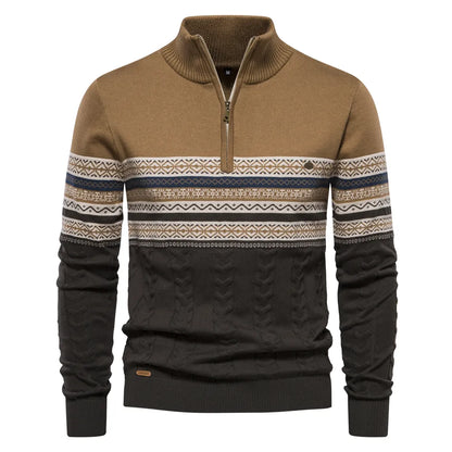 Knit Blend Sweater - High Neck Half Zip & Easy Wear