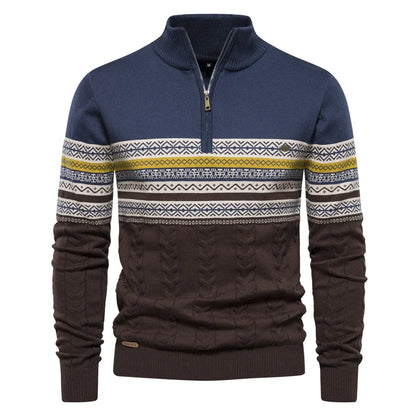 Knit Blend Sweater - High Neck Half Zip & Easy Wear