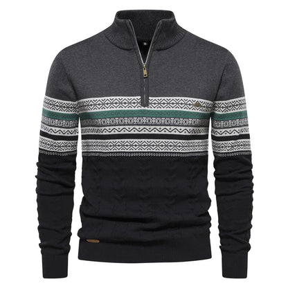Knit Blend Sweater - High Neck Half Zip & Easy Wear