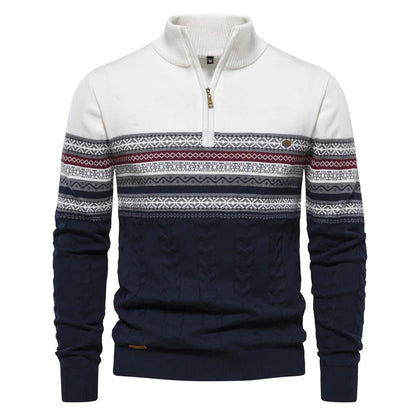 Knit Blend Sweater - High Neck Half Zip & Easy Wear