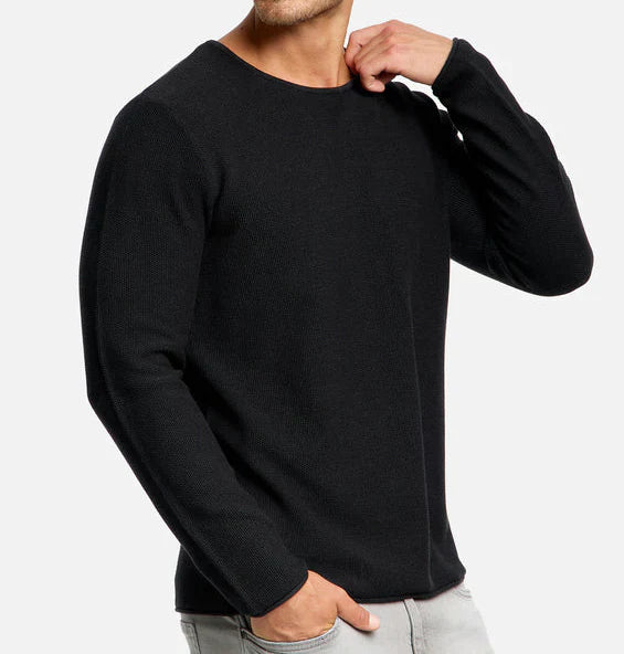 Knit Blend Sweatshirt - Stand Collar And Secure Pockets