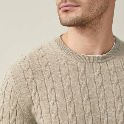 Knit Sweater – Cable Knit Pattern & Relaxed Stretch Fit